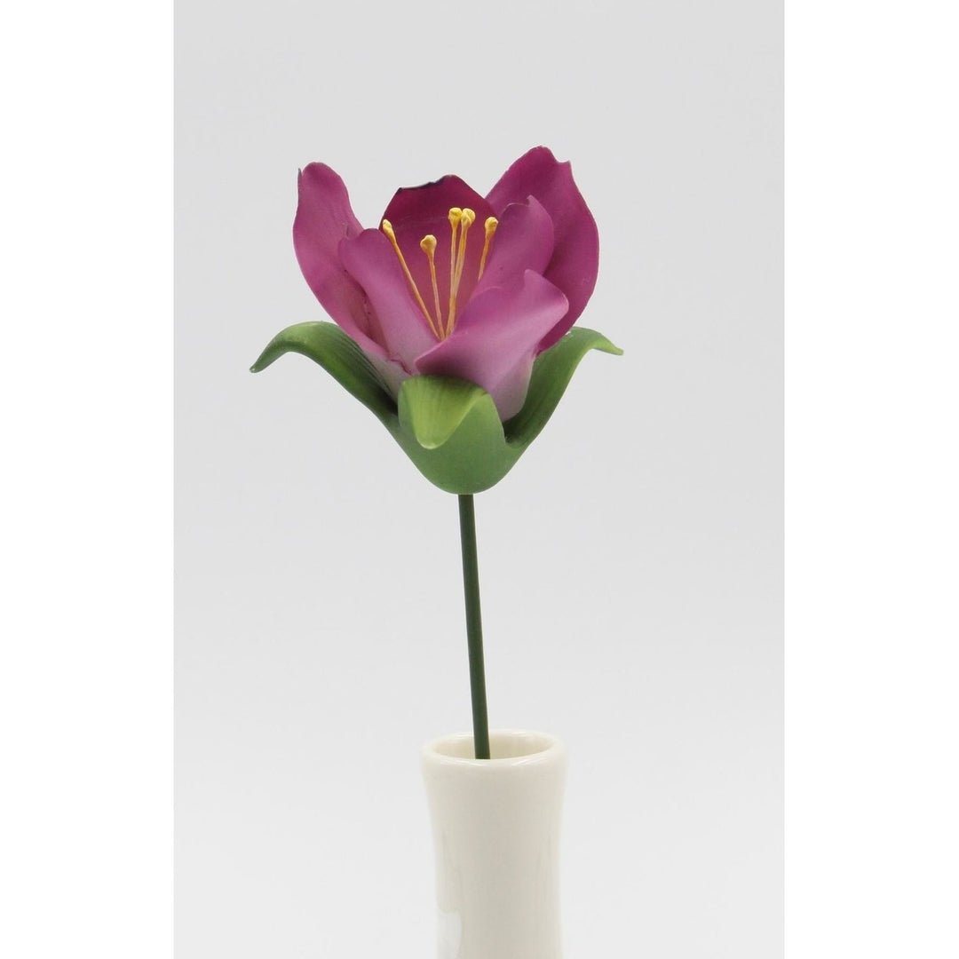 Ceramic Mauve Flower with Stem 2 3/8 x 9 1/4 Ideal Mom Decor Image 3