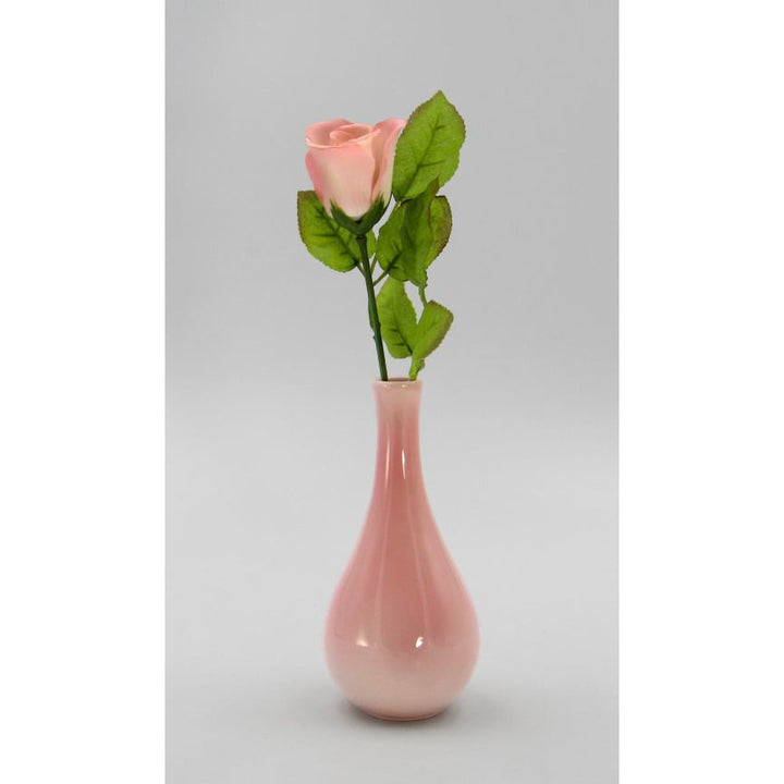 Ceramic Peace Rose Bud Pink Vase 10 Inch Gift Valentines Day Image 3