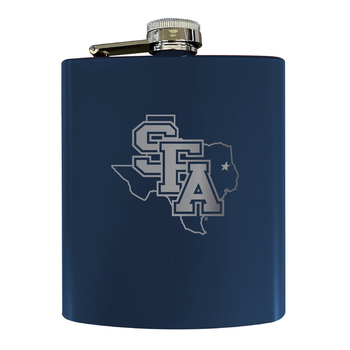 Stephen F. Austin State University Stainless Steel Etched Flask 7 oz - Officially Licensed Choose Your Color Matte Image 2