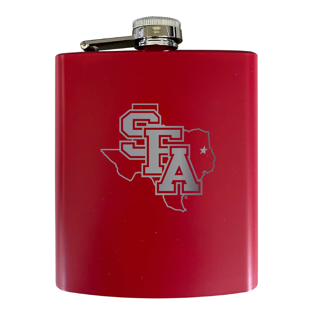 Stephen F. Austin State University Stainless Steel Etched Flask 7 oz - Officially Licensed Choose Your Color Matte Image 3