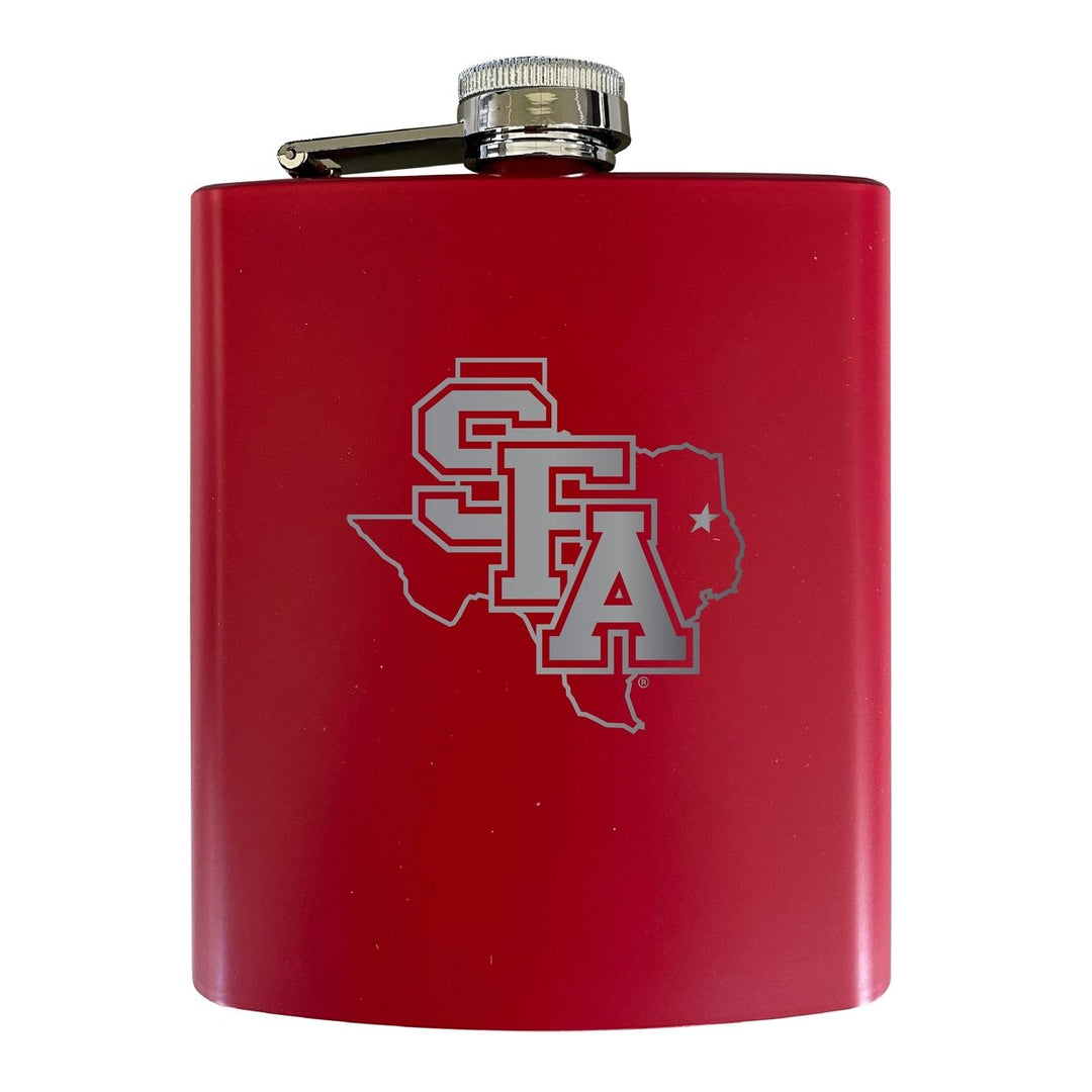 Stephen F. Austin State University Stainless Steel Etched Flask 7 oz - Officially Licensed Choose Your Color Matte Image 1