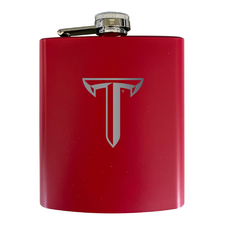 Troy University Stainless Steel Etched Flask 7 oz - Officially Licensed Choose Your Color Matte Finish Image 3