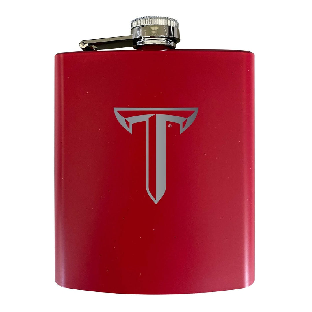 Troy University Stainless Steel Etched Flask 7 oz - Officially Licensed Choose Your Color Matte Finish Image 1