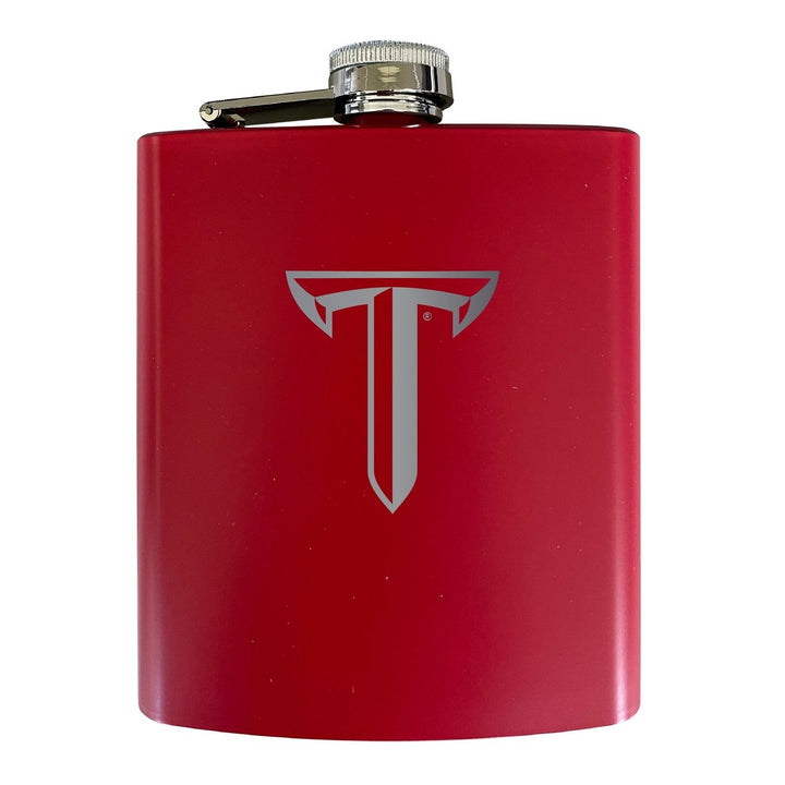 Troy University Stainless Steel Etched Flask 7 oz - Officially Licensed Choose Your Color Matte Finish Image 1