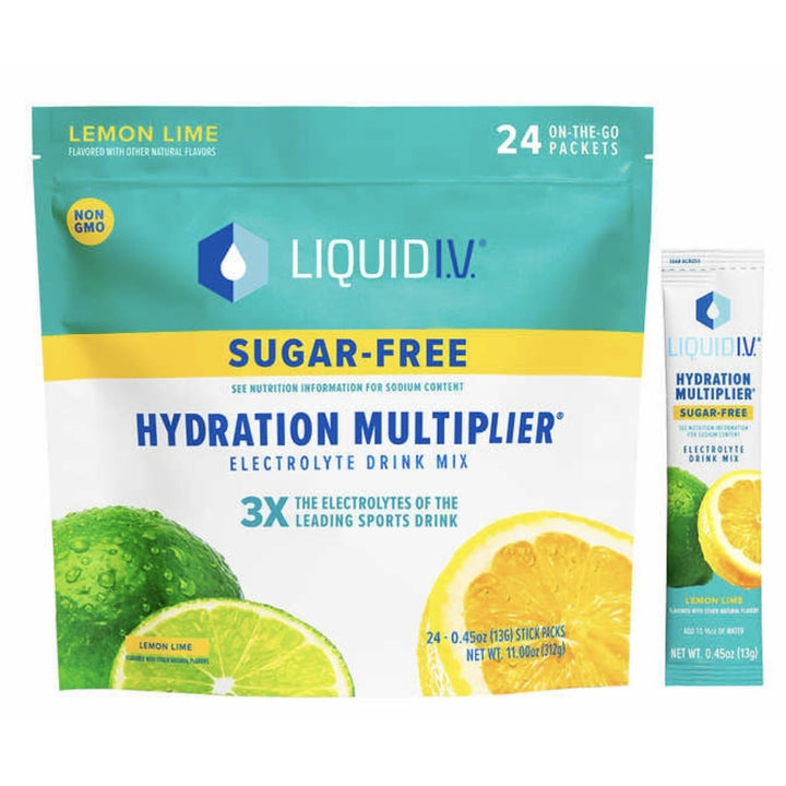 Liquid I.V. Hydration MultiplierSugar Free Lemon Lime (24 Individual Sticks) Image 1