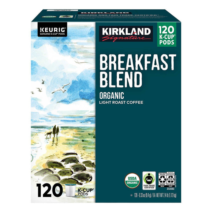 Kirkland Signature Coffee Organic Breakfast Blend K-Cup Pod 120 Count Image 1