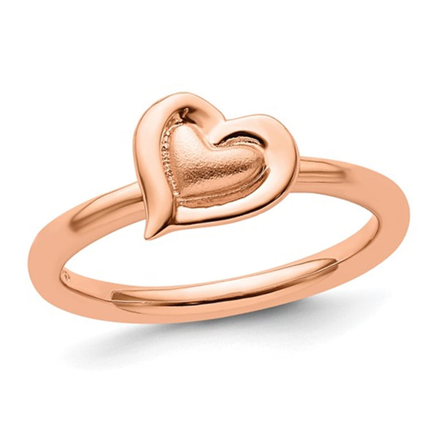 Rose Plated Sterling Silver Heart Ring Image 1