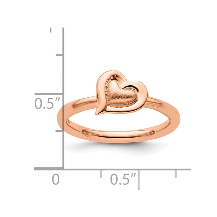 Rose Plated Sterling Silver Heart Ring Image 3