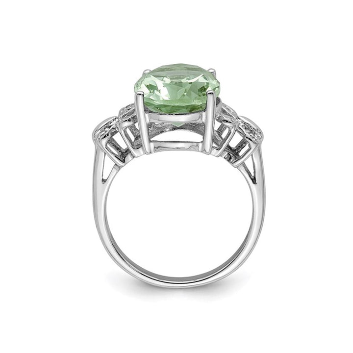 4.35 Carat (ctw) Oval-Cut Green Quartz Ring in Sterling Silver Image 4