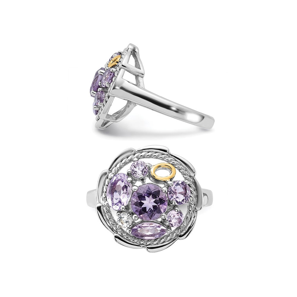1.84 Carat (ctw) Amethyst and Pink Quartz Ring in Sterling Silver Image 4