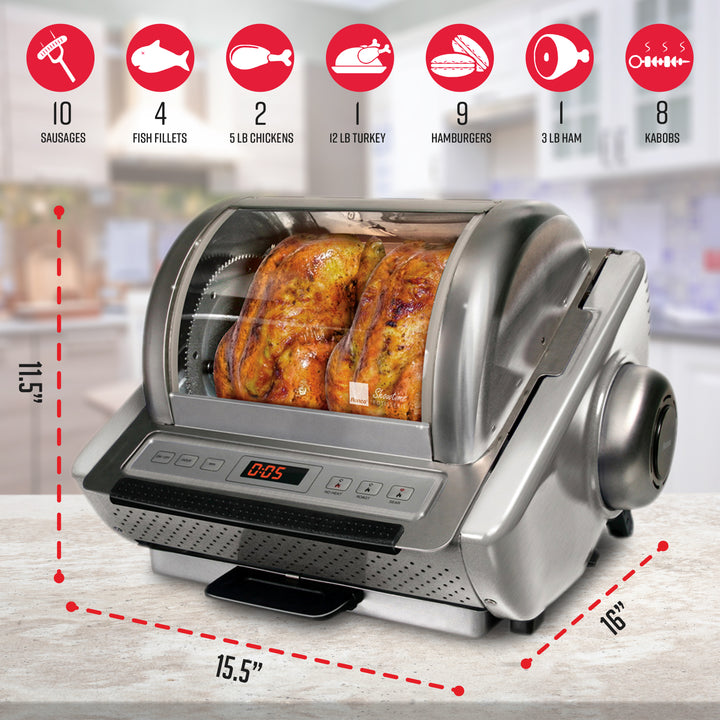 Ronco EZ-Store Rotisserie Oven Large Capacity (15lbs) Countertop Oven Multi-Purpose Basket for Versatile Cooking Digital Image 4