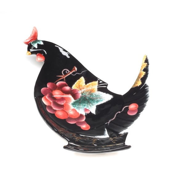 Ceramic Black Chicken Plate, Home Dcor, Gift for Her, Gift for Mom, Kitchen Dcor, Farmhouse Dcor, Nature Lover Gift, Image 3