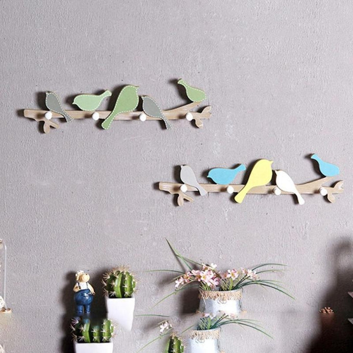 1PC European Retro Style Hanger Organizer DIY Simple Green Bird Wooden Tool Hook Image 4