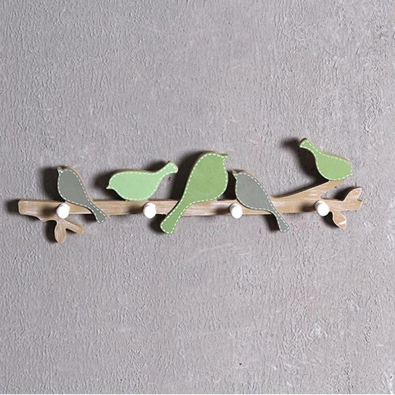 1PC European Retro Style Hanger Organizer DIY Simple Green Bird Wooden Tool Hook Image 6