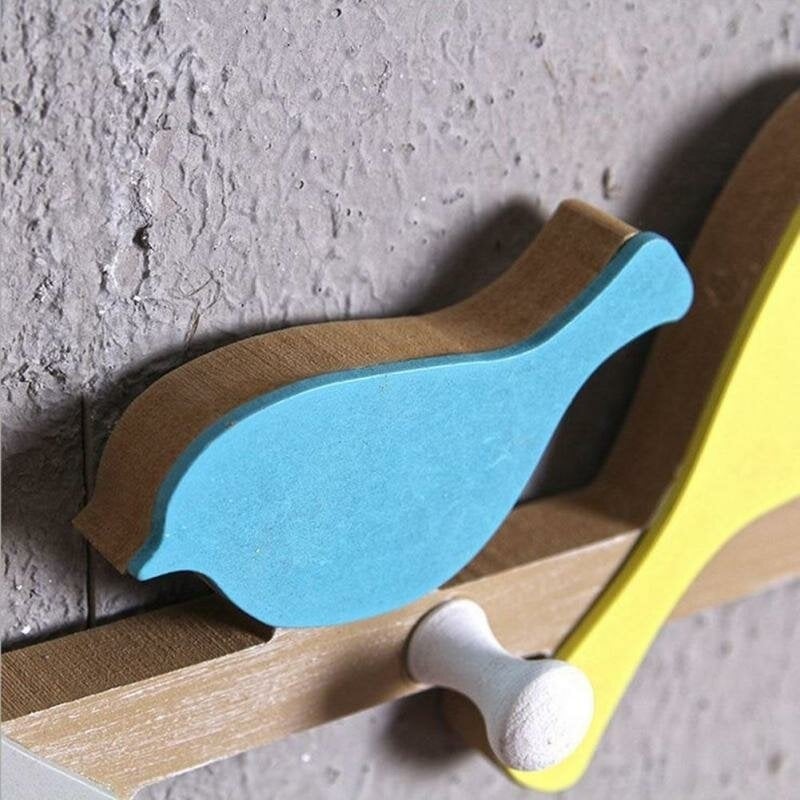 1PC European Retro Style Hanger Organizer DIY Simple Green Bird Wooden Tool Hook Image 1