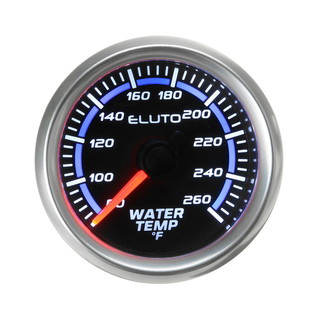 2" 52mm 80-260F Water Temperature Gauge Blue LED Black Face Car Meter + Sensor Image 1