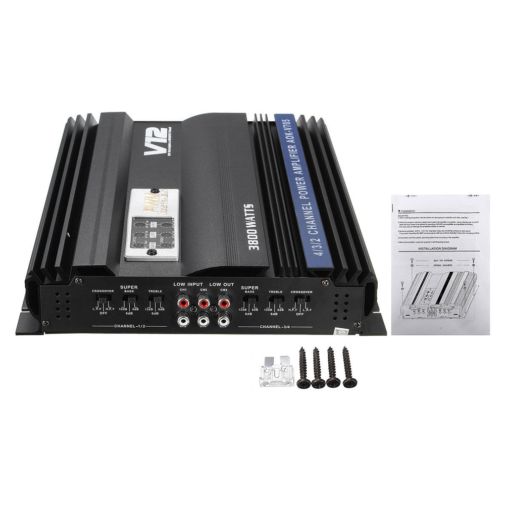 3800W RMS 4 Channel 4 Ohm Powerful Car Audio Power Stereo Amplifier Amp Image 2