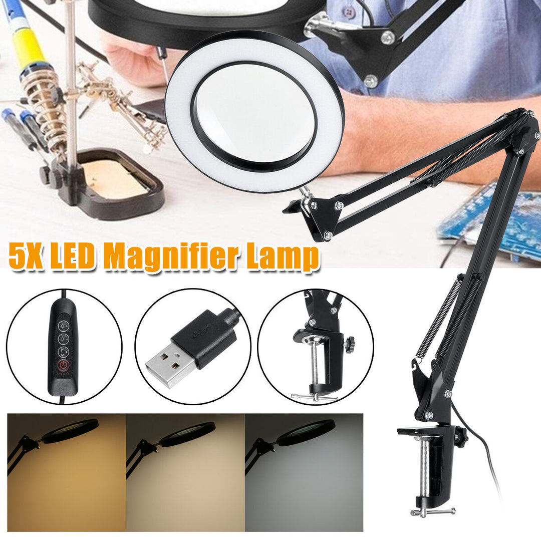 5X Magnifying Lamp Clamp Mount LED Magnifier Lamp Manicure Tattoo Beauty Light Image 4