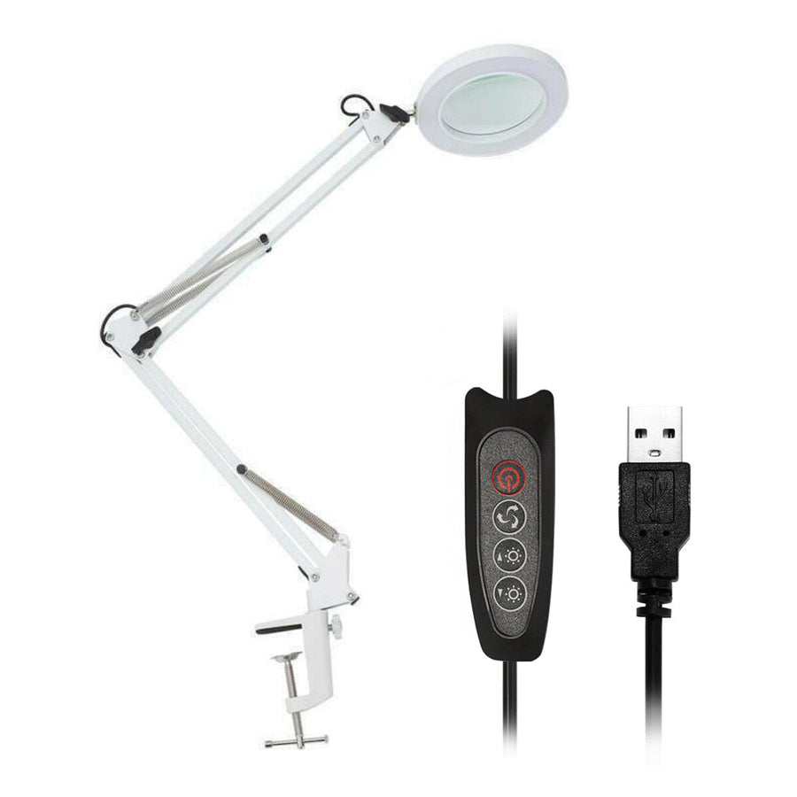 AU Large Lens ed Lamp Desk Magnifier 5x Magnifying Glass wClamp LED Image 1
