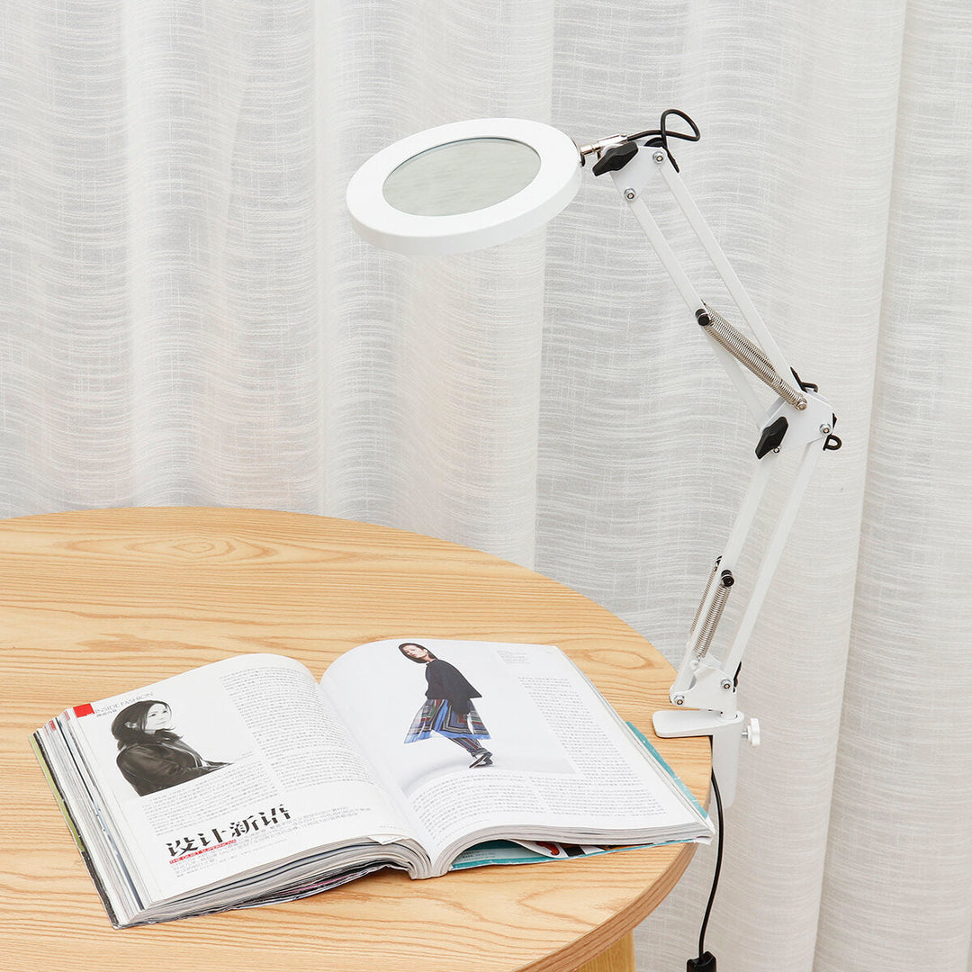 AU Large Lens ed Lamp Desk Magnifier 5x Magnifying Glass wClamp LED Image 7