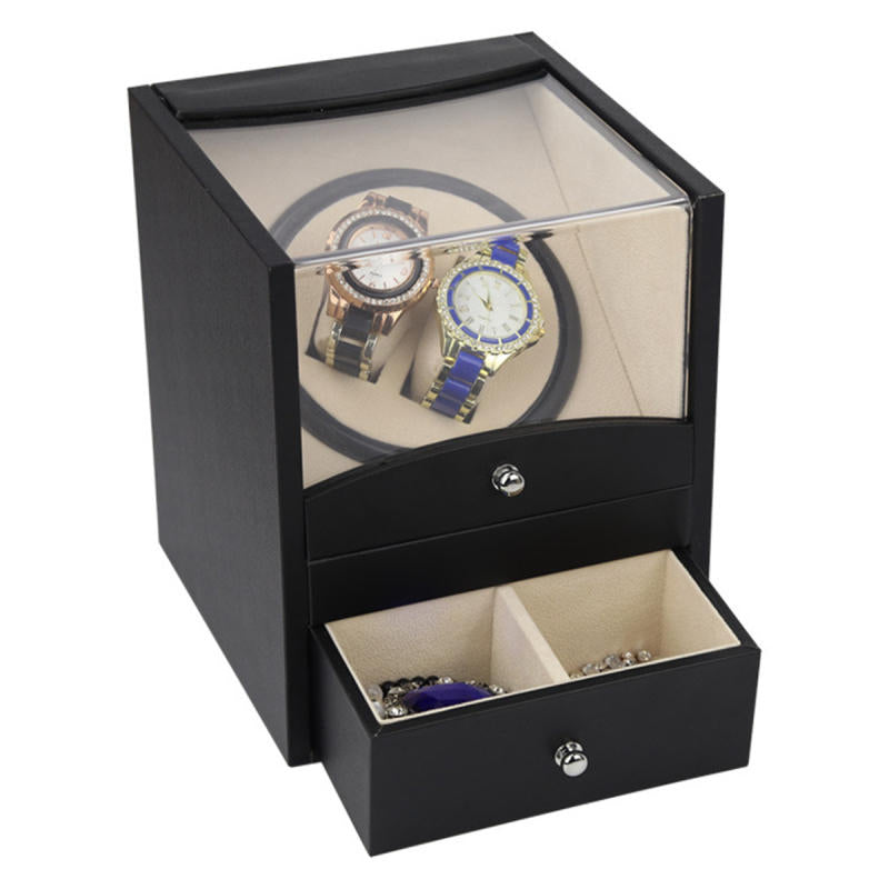 AC100-240V Automatic Watch Winder Rotator Storage Case Display Box Organizer 2+2 Mechanical Image 4