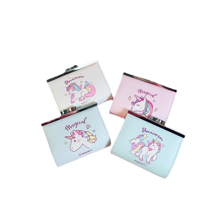 Cartoon Unicorn PU Change Card Pack Female Cute Buckle Wallet Card Bag DTTT Image 1