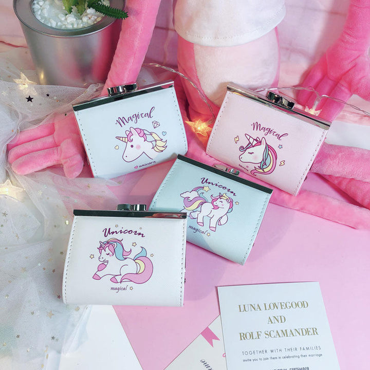 Cartoon Unicorn PU Change Card Pack Female Cute Buckle Wallet Card Bag DTTT Image 3