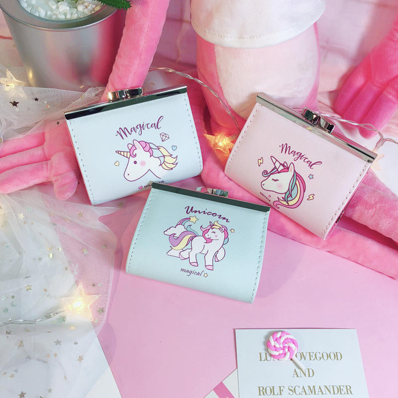 Cartoon Unicorn PU Change Card Pack Female Cute Buckle Wallet Card Bag DTTT Image 4