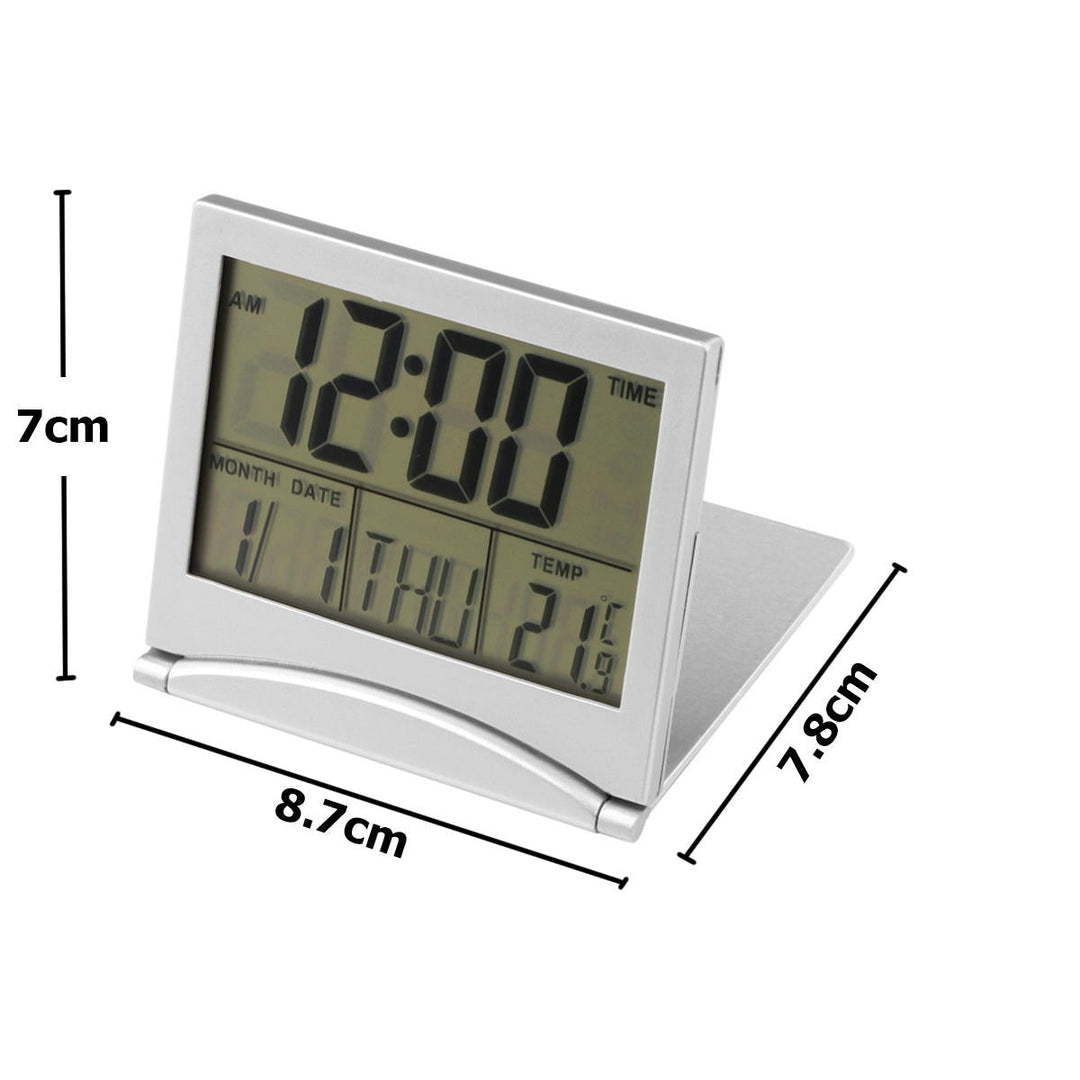 Digital LCD Screen Travel Alarm Clocks Table Desk Thermometer Timer Calendar Image 4