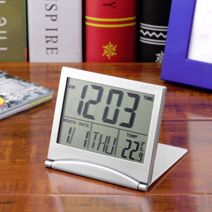 Digital LCD Screen Travel Alarm Clocks Table Desk Thermometer Timer Calendar Image 12