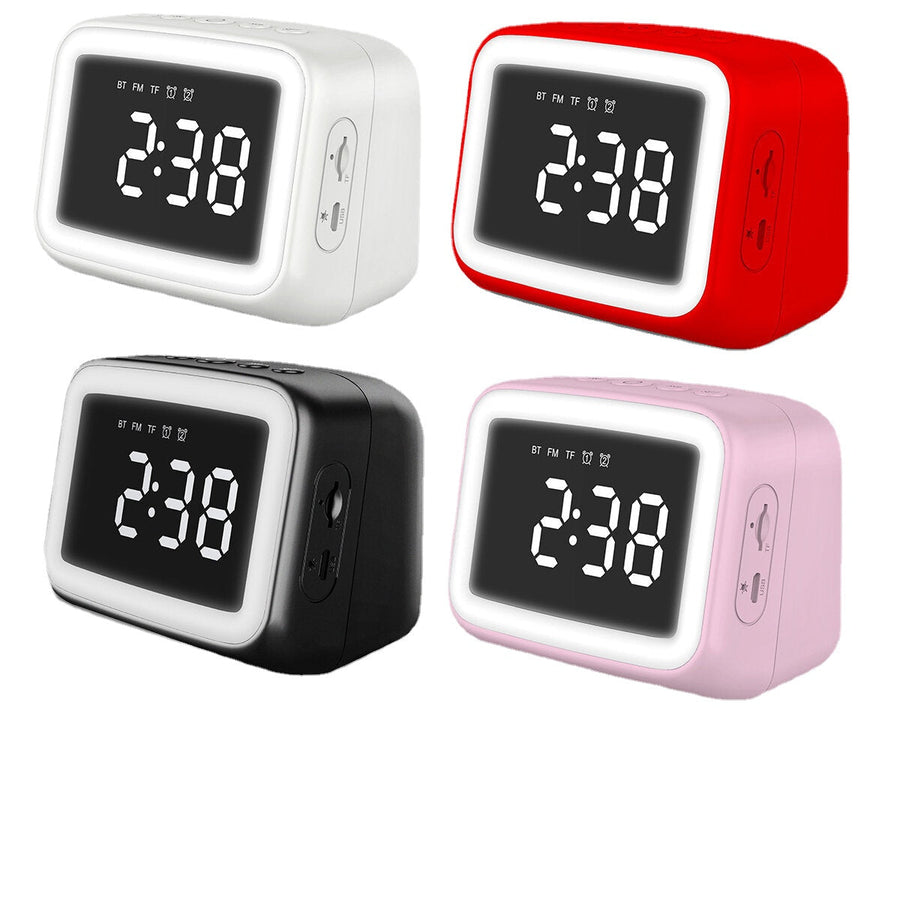 Digital Alarm Clock FM Radio Wireless bluetooth 5.0 LED Mirror With Speaker Image 1