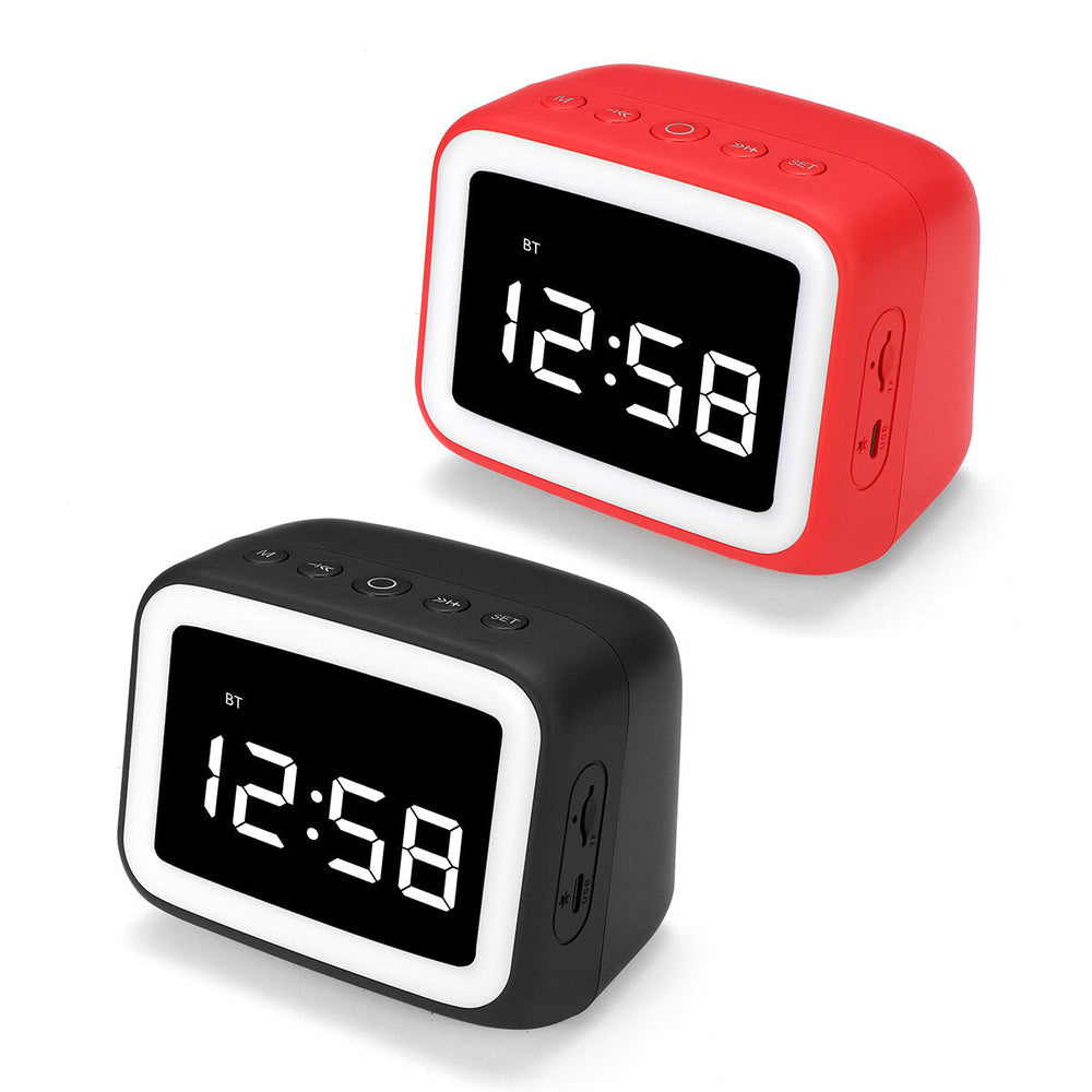 Digital Alarm Clock FM Radio Wireless bluetooth 5.0 LED Mirror With Speaker Image 2