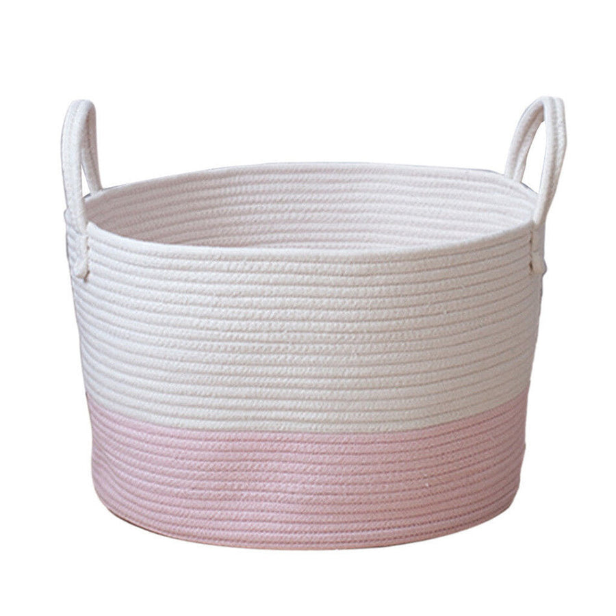 Cotton Rope Storage Basket Baby Laundry Basket Woven Baskets with Handle Bag Image 1