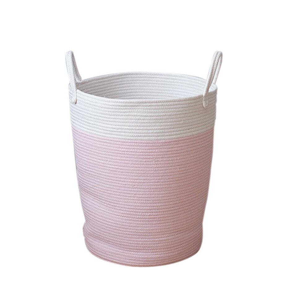 Cotton Rope Storage Basket Baby Laundry Basket Woven Baskets with Handle Bag Image 2