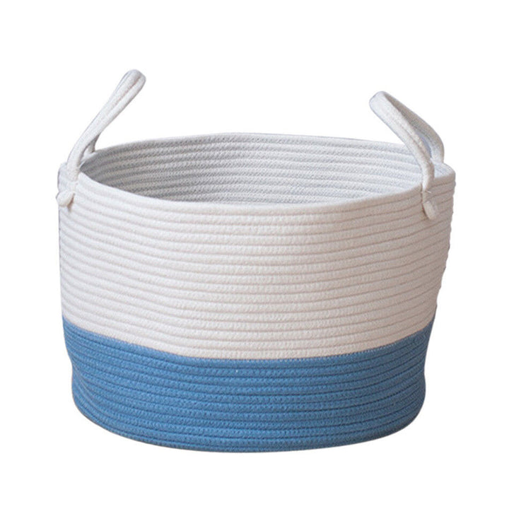 Cotton Rope Storage Basket Baby Laundry Basket Woven Baskets with Handle Bag Image 4