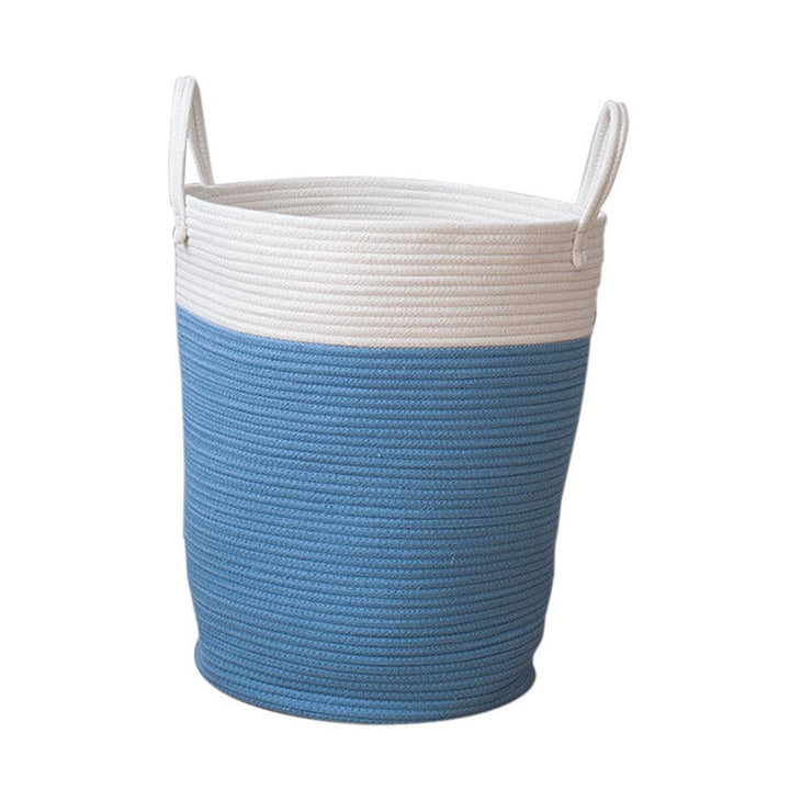 Cotton Rope Storage Basket Baby Laundry Basket Woven Baskets with Handle Bag Image 1