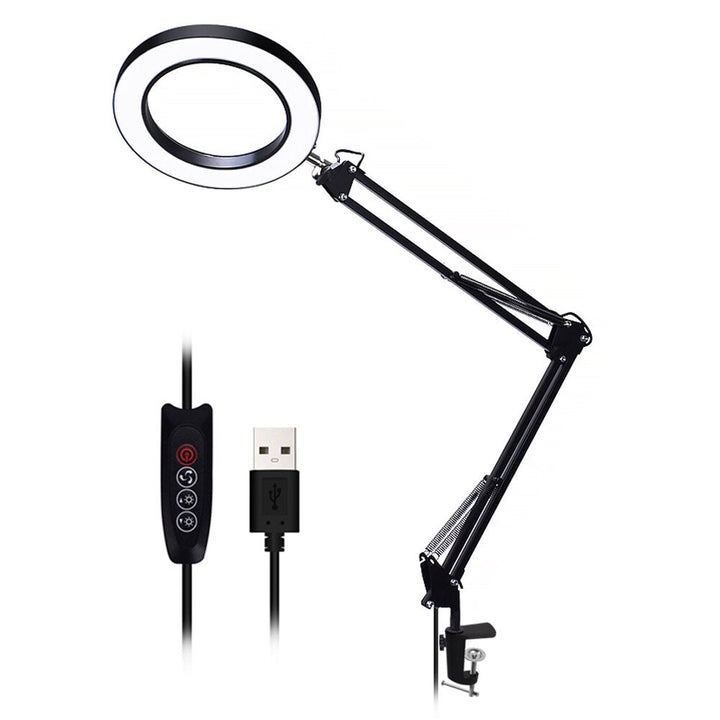 Flexible Desk Large 33cm+33cm 5X USB LED Magnifying Glass 3 Colors Illuminated Magnifier Lamp Loupe Image 1