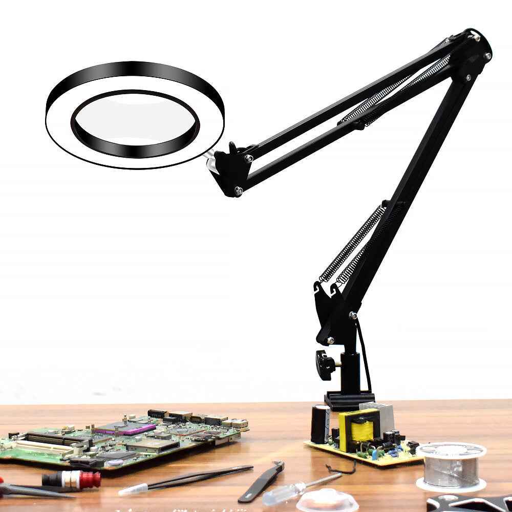 Flexible Desk Large 33cm+33cm 5X USB LED Magnifying Glass 3 Colors Illuminated Magnifier Lamp Loupe Image 7