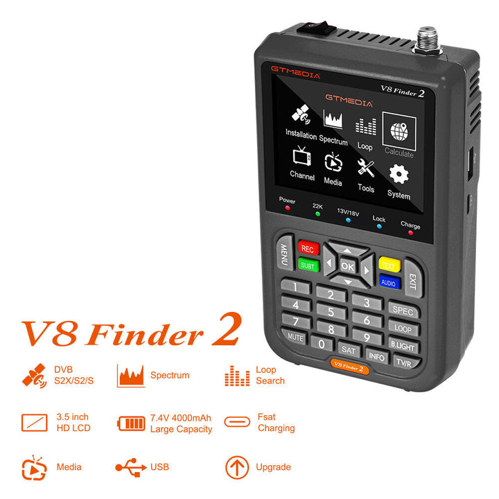 Handheld Satellite Meter 3.5 Inch High Definition LCD Screen DVB-S,S2 MPEG-2,4 H.264(8 Bit) Satellite Finders Image 3