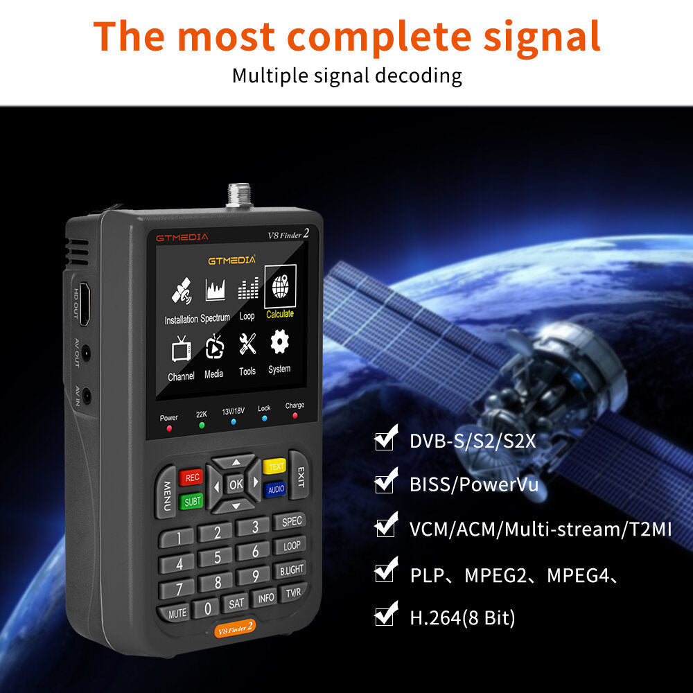 Handheld Satellite Meter 3.5 Inch High Definition LCD Screen DVB-S,S2 MPEG-2,4 H.264(8 Bit) Satellite Finders Image 4