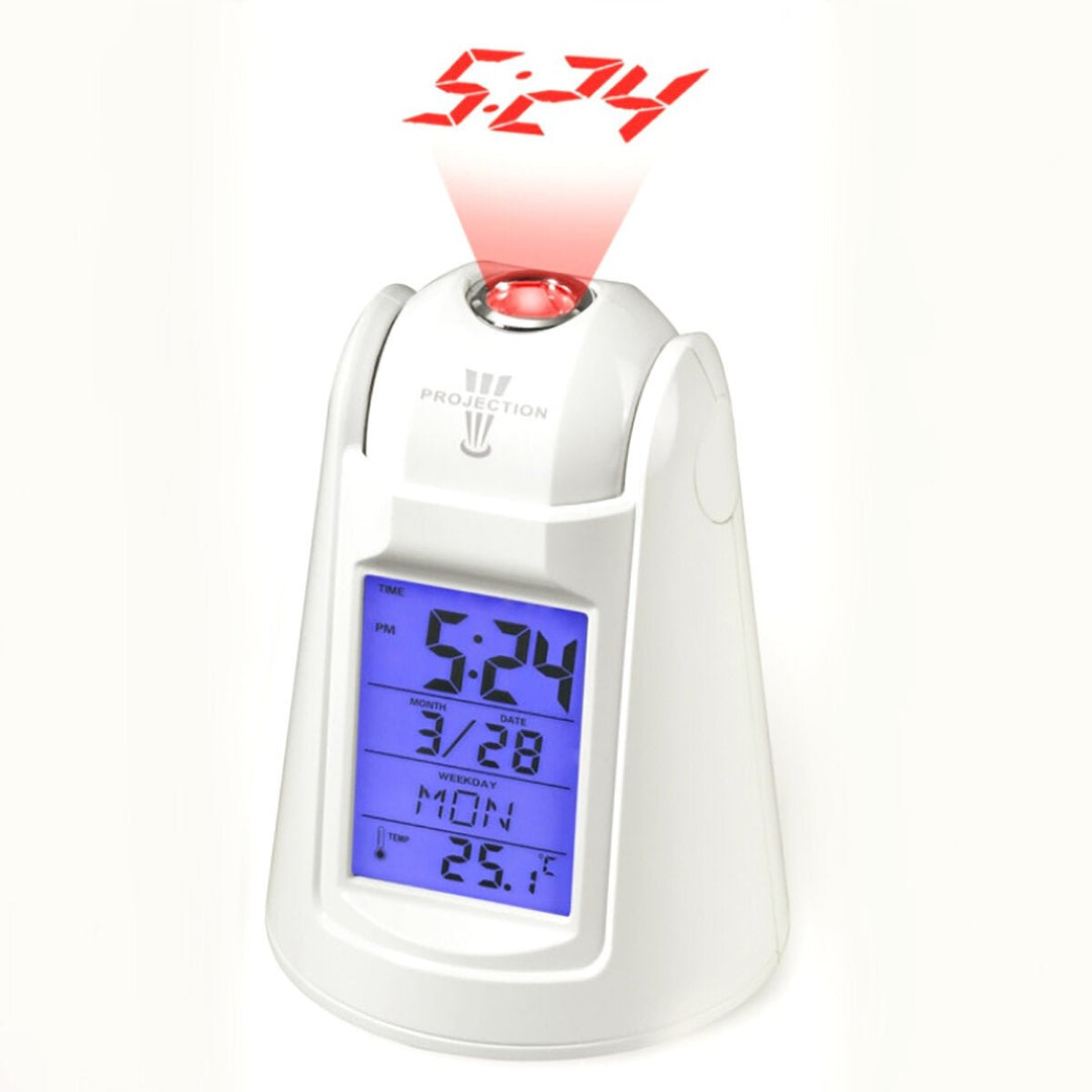 LED Projection Alarm Clock Thermometer Snooze Voice Timing Nightlight Kids Wake Image 2