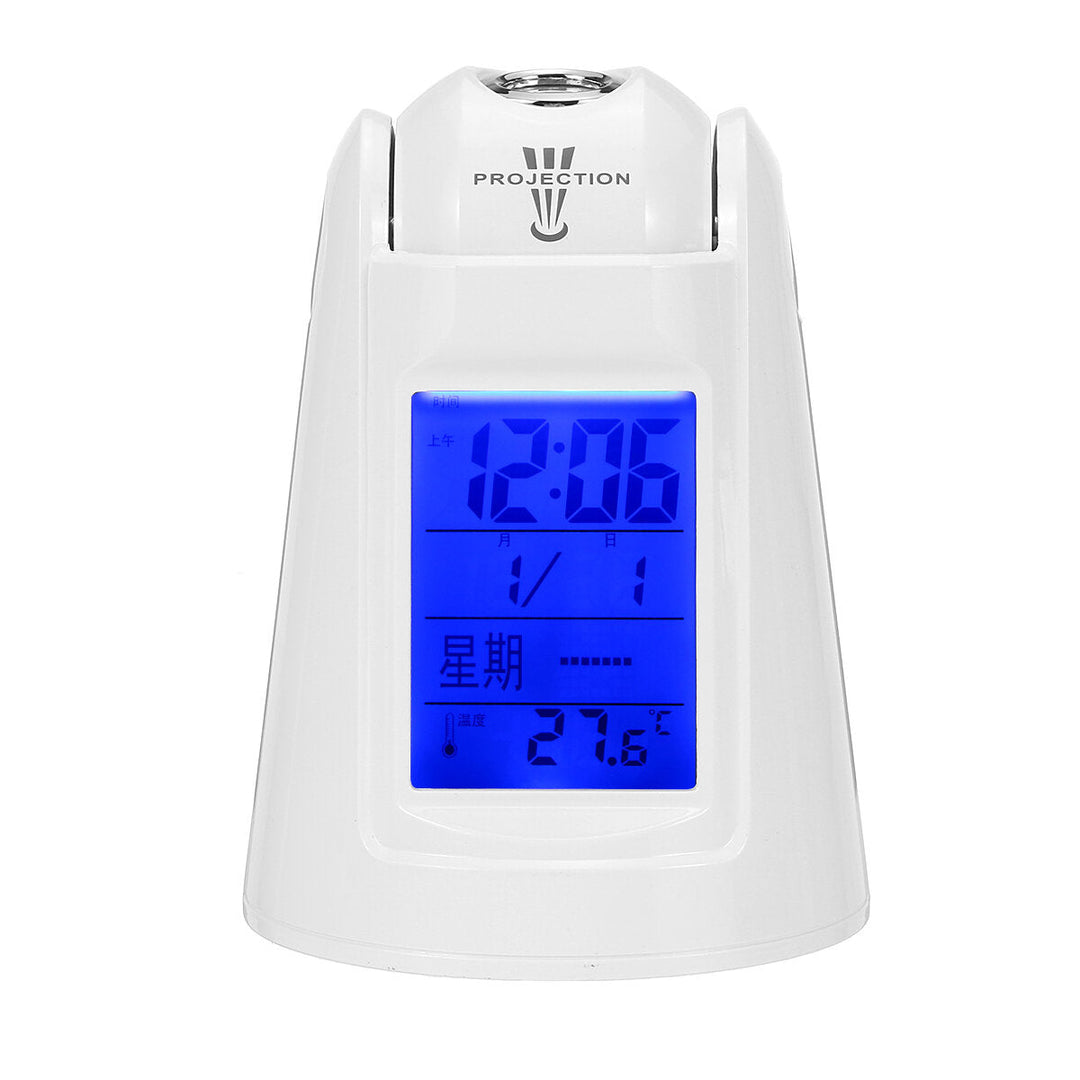 LED Projection Alarm Clock Thermometer Snooze Voice Timing Nightlight Kids Wake Image 4