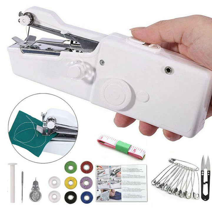Mini Portable Sewing Machine Handheld Cordless Quick Clothes Stitch For Home Travel Image 12