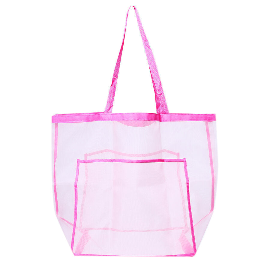 Mesh Beach Bag Toy Tote Bag Market Grocery and Picnic Tote with Oversized Pockets Bag Image 8