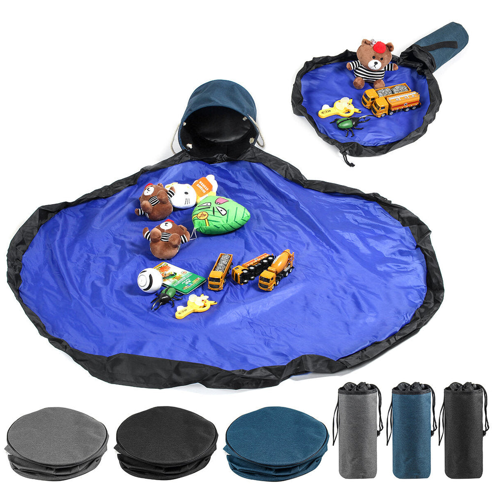 Portable Kids Toy Storage Bag Drawstring Play Mat For Toys Clean-up Storage Container Image 2