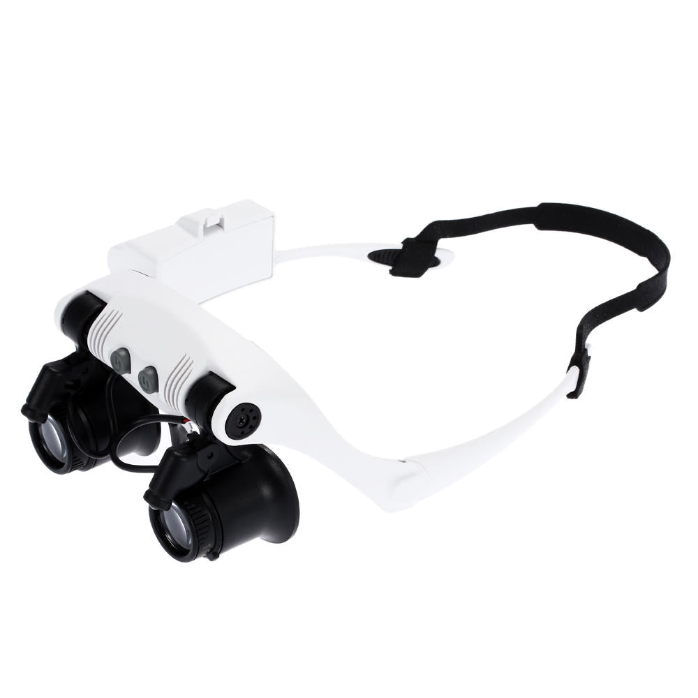 Portable Head Wearing Magnifying Glass 10X 15X 20X 25X LED Double Eye Repair Magnifier Loupe Image 2
