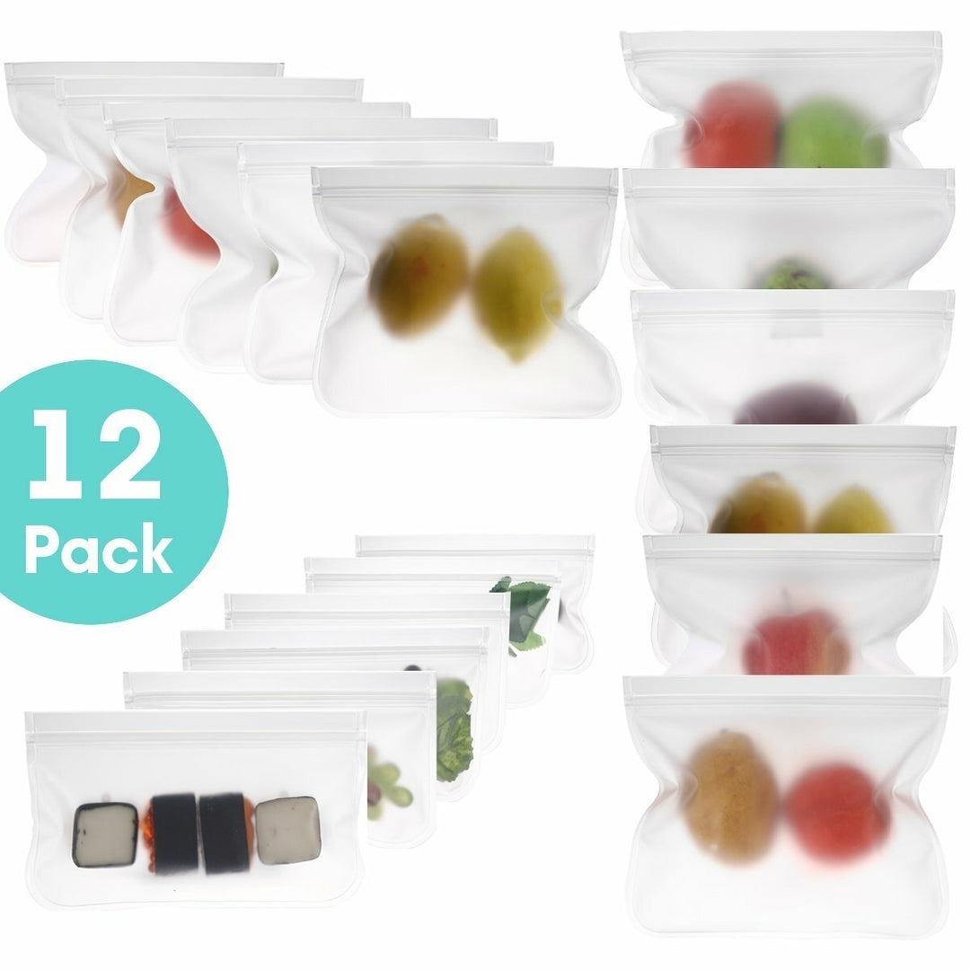 Reusable Translucent Frosted PEVA Food Storage Bag for Sandwich Snack Lunch Fruit Kitchen Storage Container Image 1
