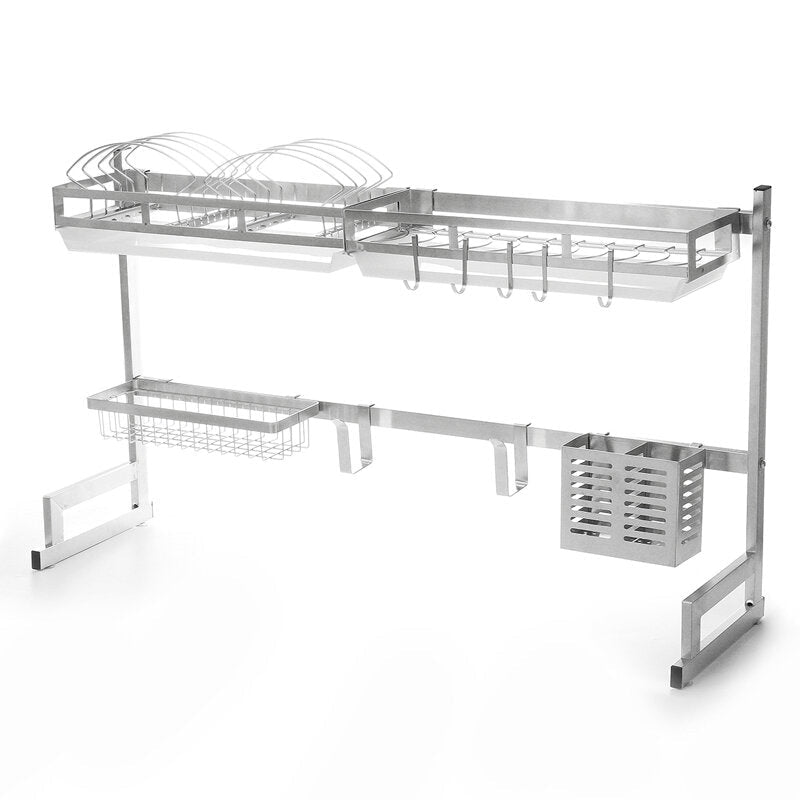 Stainless Steel Kitchen Dish Drying Rack Drainer Storage Shelf Utensil Holder Plate Dish Cupboard Storage Rack Image 1