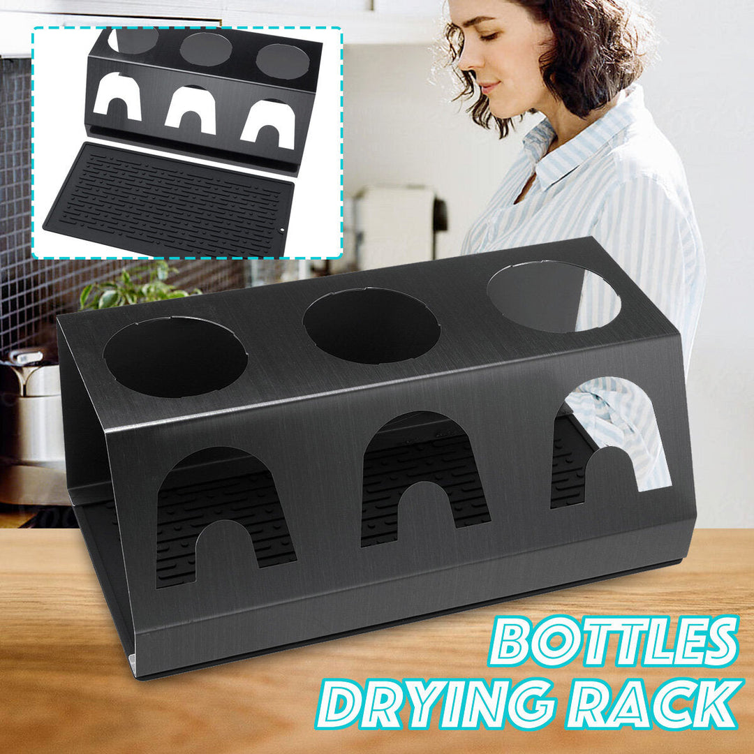 Stainless Steel Cup Bottle Holder Drainer Drying Rack For Soda Stream Bottles 3 Holes Image 7
