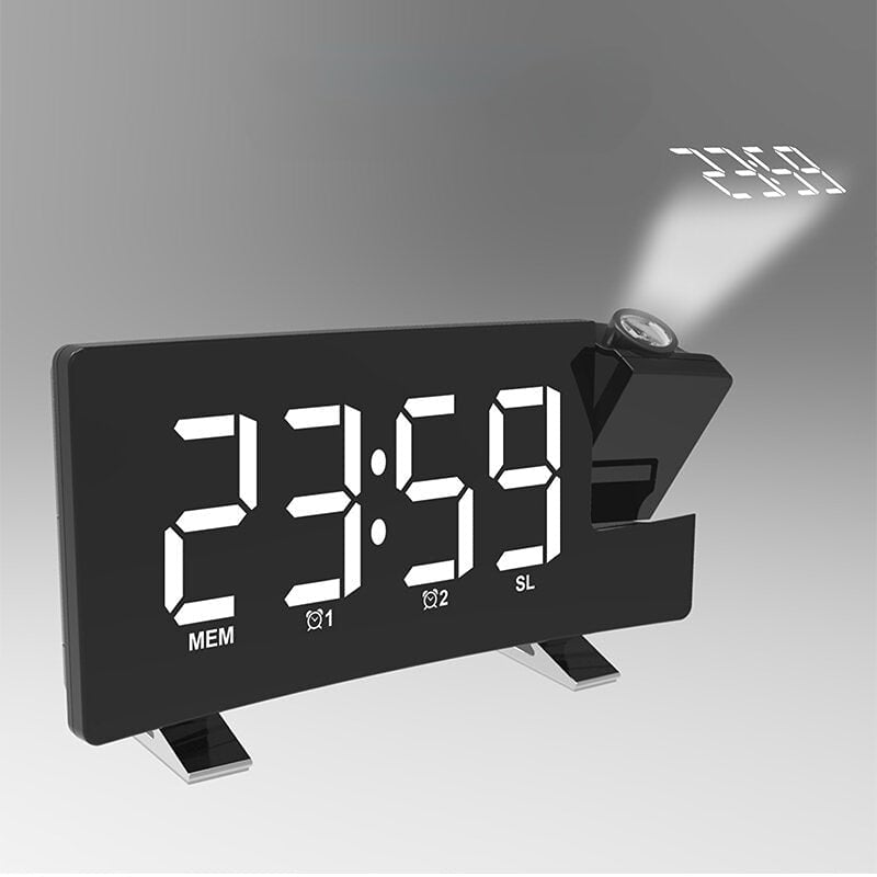 Wake-up Light Digital Projection Alarm Clock Loud LED FM Radio Snooze Sleep Image 1